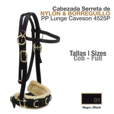 CABEZADA SERRETA DE NYLON & BORREGUILLO COB NEGRO