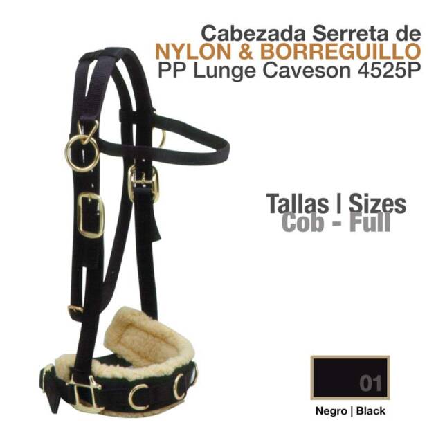 CABEZADA SERRETA DE NYLON & BORREGUILLO COB NEGRO