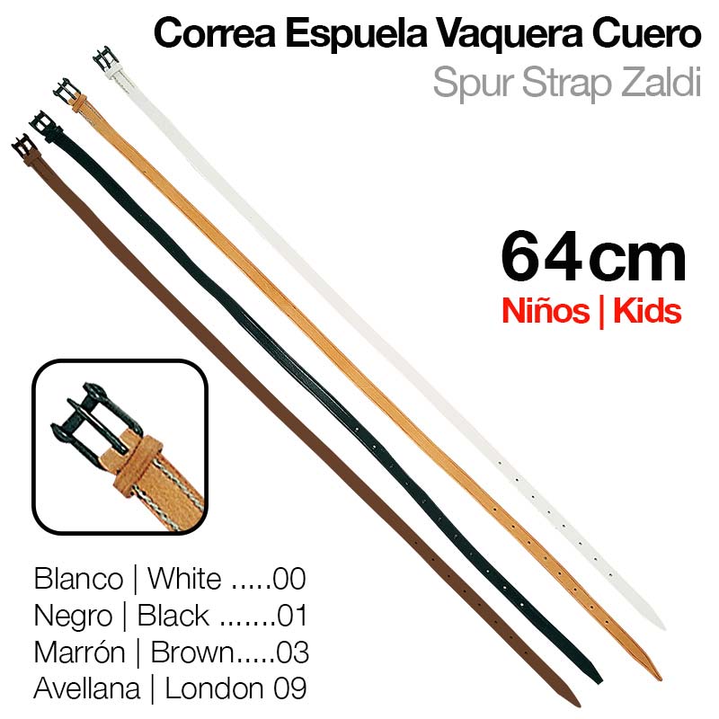 CORREA ESPUELA VAQUERA CUERO niño 64cm. MARRÓN